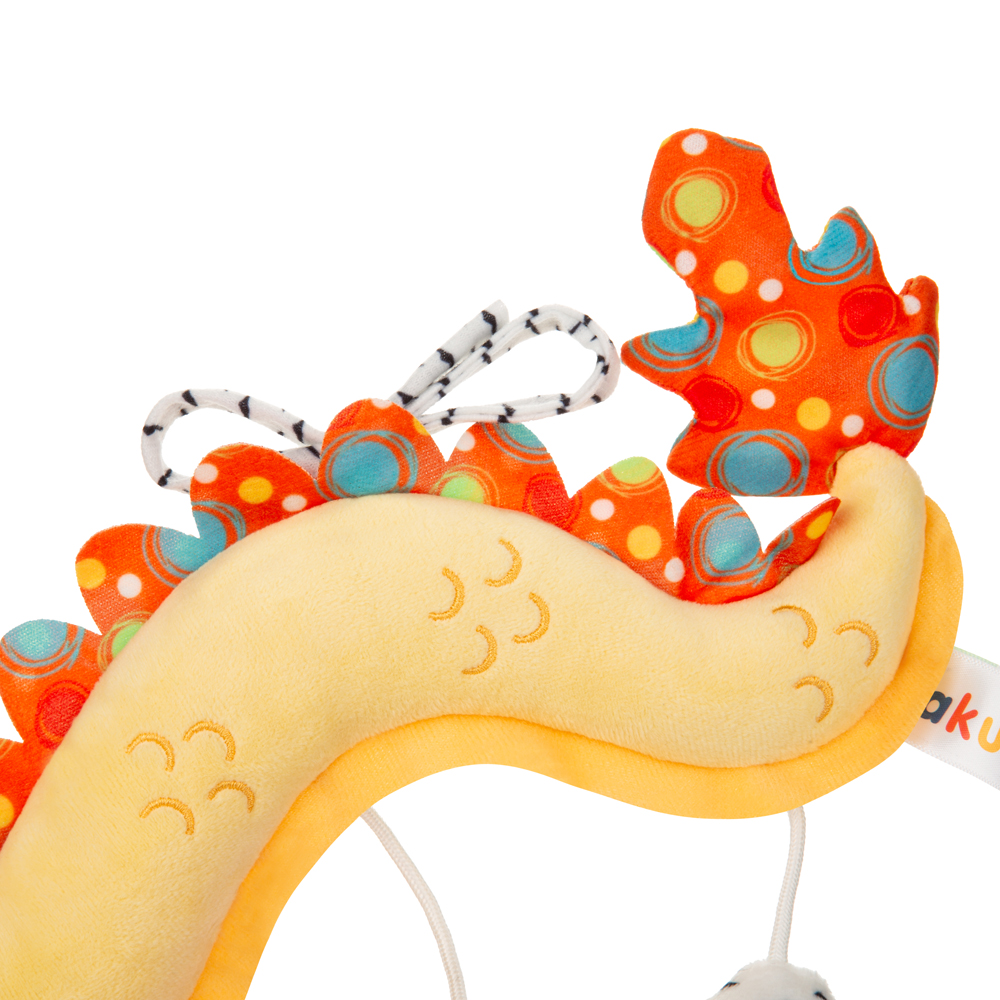 Jucarie de plus spirala senzoriala Akuku Dragonul Peek-a-Boo pentru caruciorpatutscoica auto,cu oglinda si zornaitoare,dimensiune 30x25 cm - 1