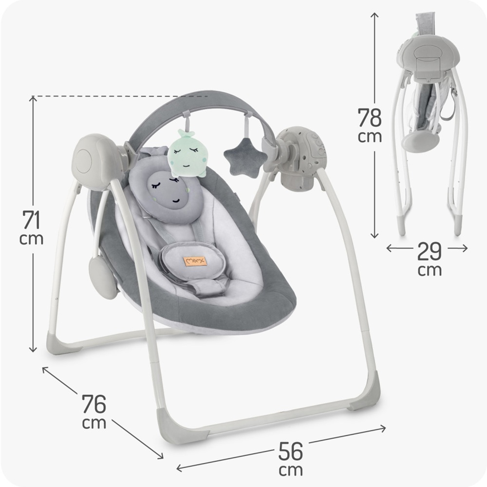 Leagan electric pentru bebelusi Momi Liss Grey - 4