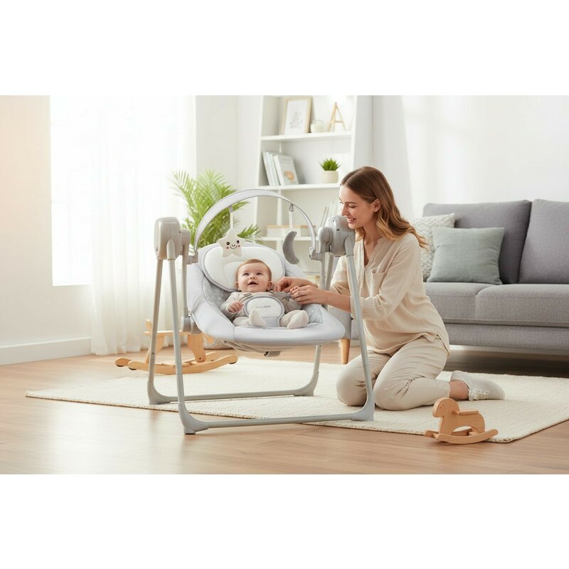 Leagan FreeON Snuggy Stars cu 5 viteze de leganare, 8 melodii, pana la 9 kg - 2