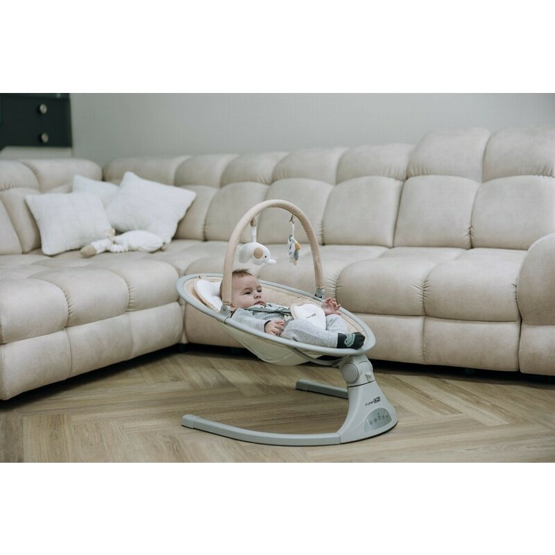 Leagan balansoar FreeOn Elite Beige cu 12 melodii, 5 viteze de balansare si 3 pozitii de reglare a spatarului - 4