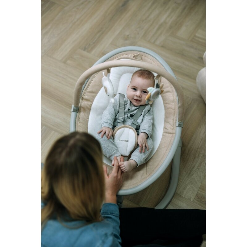 Leagan balansoar FreeOn Elite Beige cu 12 melodii, 5 viteze de balansare si 3 pozitii de reglare a spatarului - 6