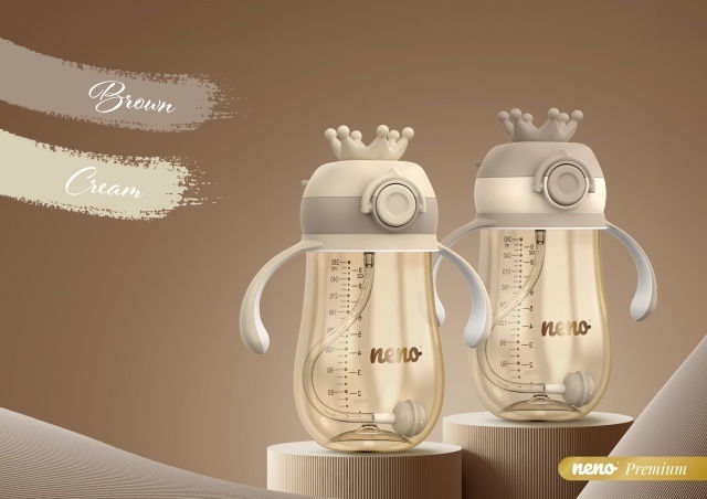 Set 2 sticle pentru copii Neno Mio cu pai