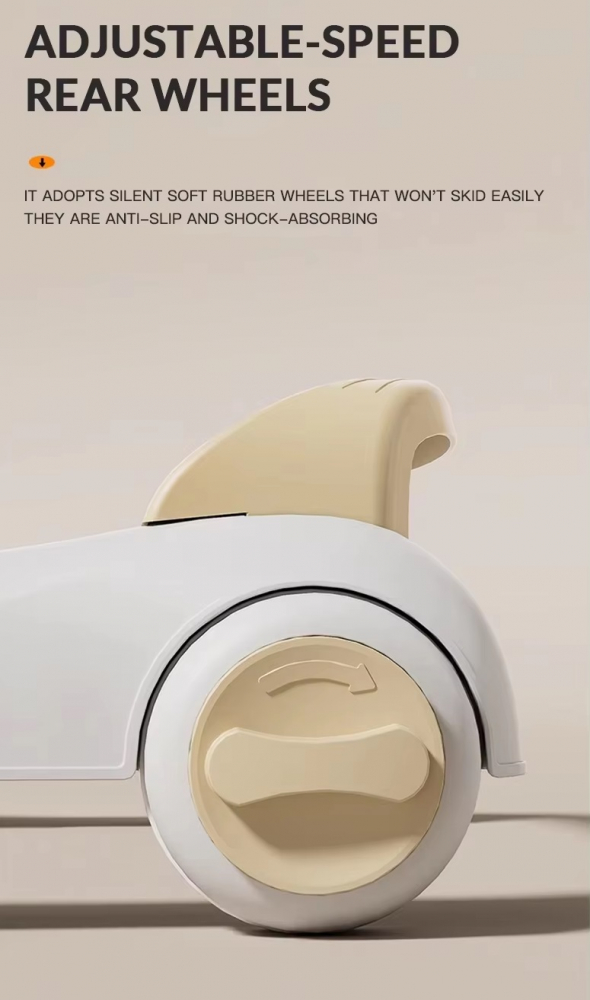 Premergator si Antepremergator 2 in 1 pentru copii Little Mom beige, pliabil, inaltime reglabila, sezut cu spatar, roti silentioase, panou interactiv detasabil cu sunete - 4