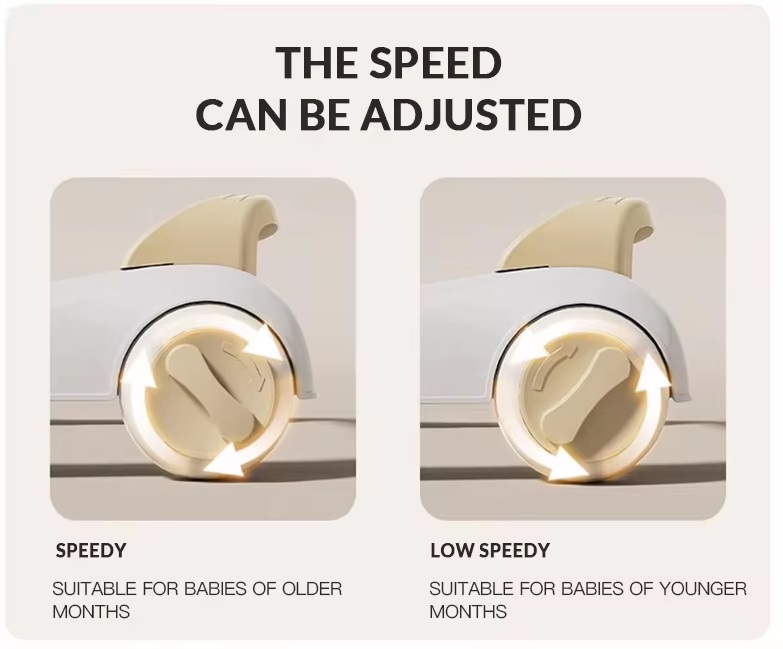 Premergator si Antepremergator 2 in 1 pentru copii Little Mom beige, pliabil, inaltime reglabila, sezut cu spatar, roti silentioase, panou interactiv detasabil cu sunete - 5