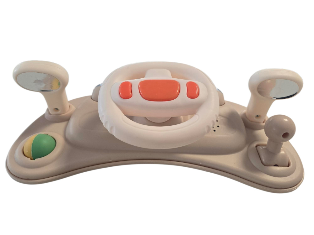 Premergator si antepremergator 2 in 1 pentru copii Little Mom beige, pliabil, inaltime reglabila, sezut cu spatar, roti silentioase, panou interactiv detasabil cu sunete - 4