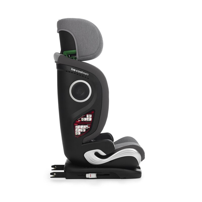 Scaun auto pentru copii Be Cool Mars Be Smoke I-Size, 100-150 cm, 4-12 ani, cu isofix, Protectie la impact lateral SPS, tetiera reglabila, conform cu standardul european de securitate ECE R129