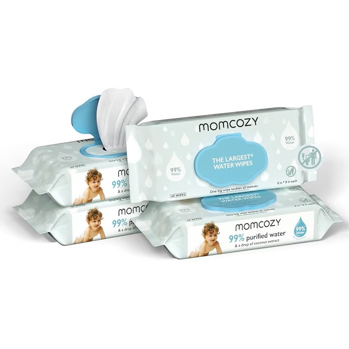 Servetele umede hipoalergenice fara parfum pe baza de apa Momcozy 60 bucati - 4