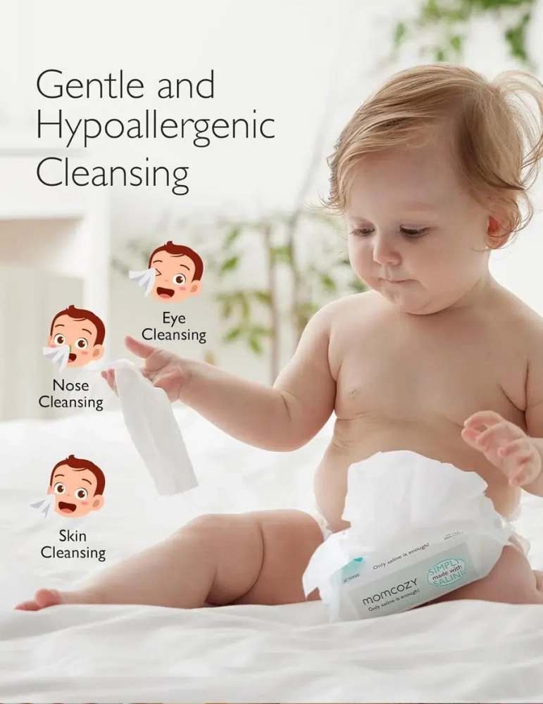 Servetele umede saline pentru nas si fata Baby Booger Momcozy 180 buc - 2