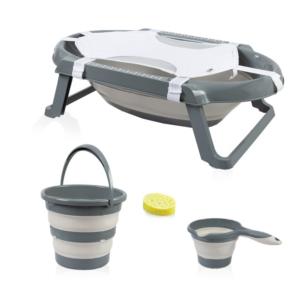 Set cadita pliabila de baie Babyjem 5 piese antracit