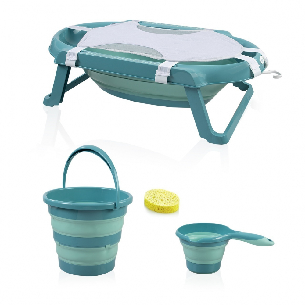 Set cadita pliabila de baie Babyjem 5 piese turcoaz
