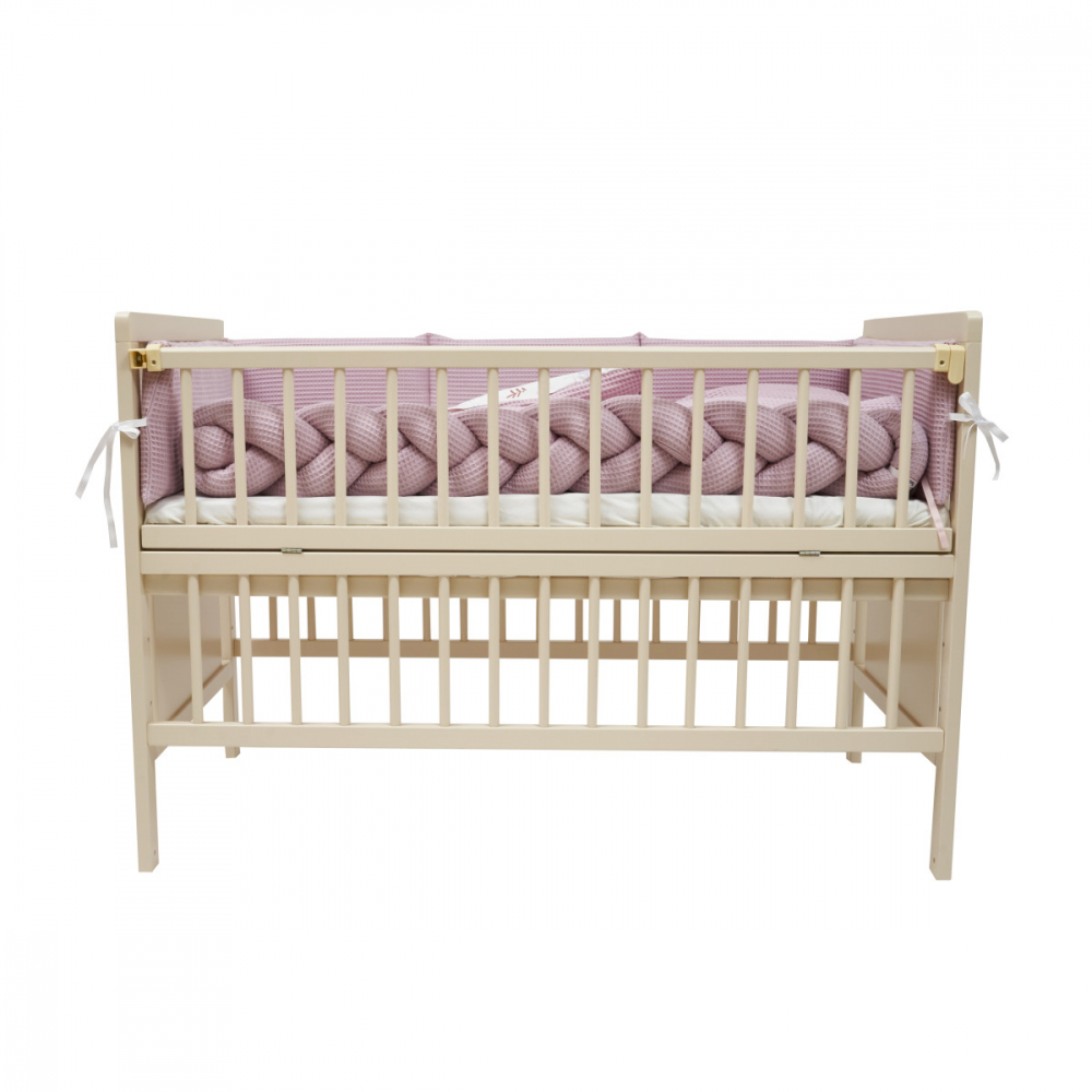 Set de lenjerie din bumbac pentru patut cu 6 piese Twins Waffle rozalb - 1