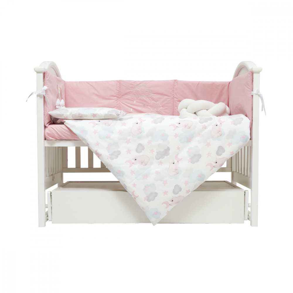 Set de lenjerie din bumbac cu 7 piese pentru patut Twins Fluffy Puffy albroz - 2