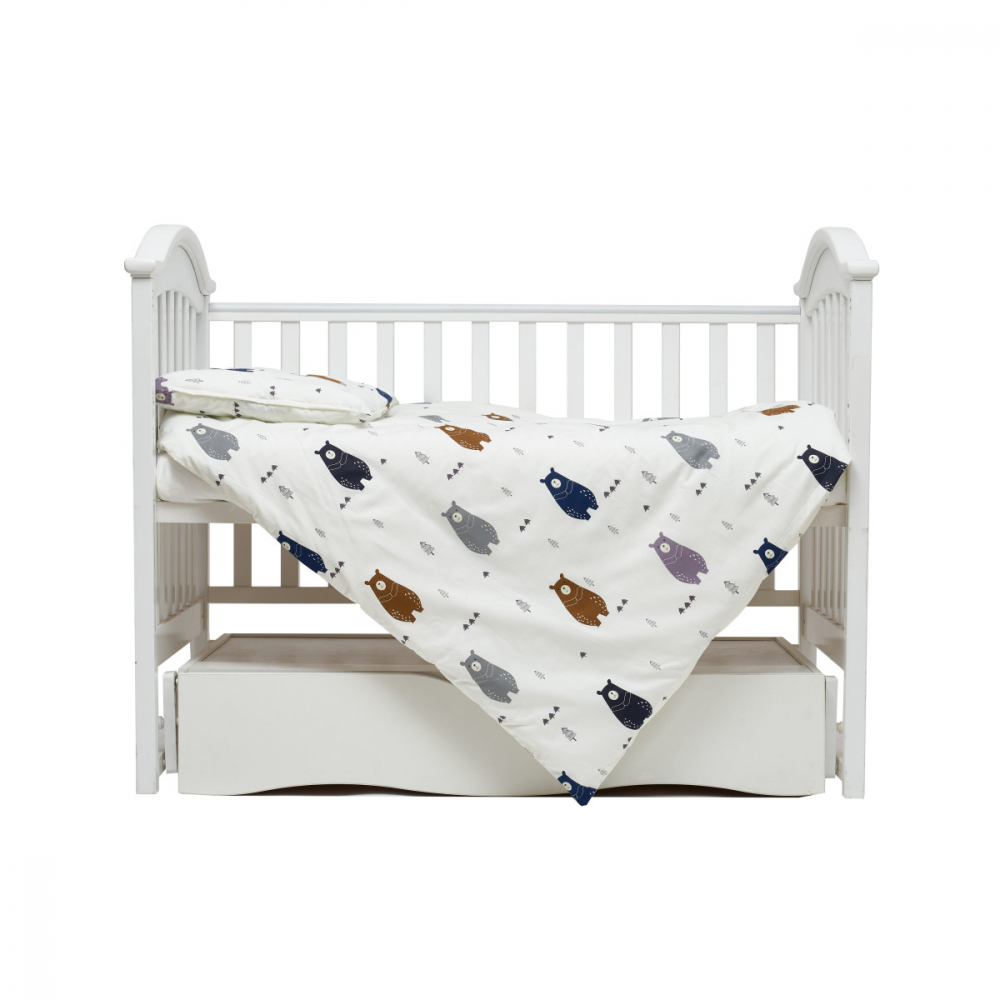 Set de lenjerie pentru patut din satin cu 3 piese Twins 120x60 cm