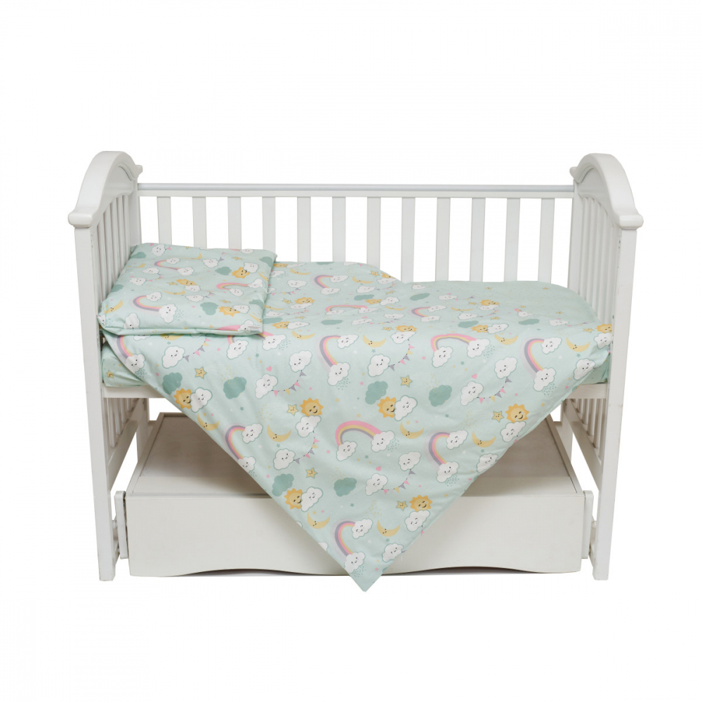 Set de lenjerie pentru patut din bumbac cu 4 piese Twins 120x60 cm