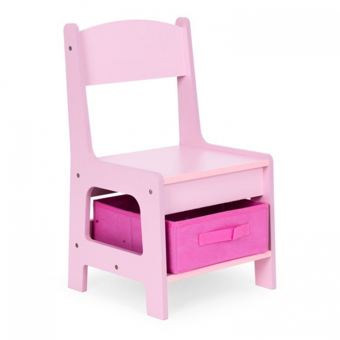 Set masa cu doua scaune pentru copii Ecotoys Roz cu spatiu pentru depozitare, tabla si creta - 9