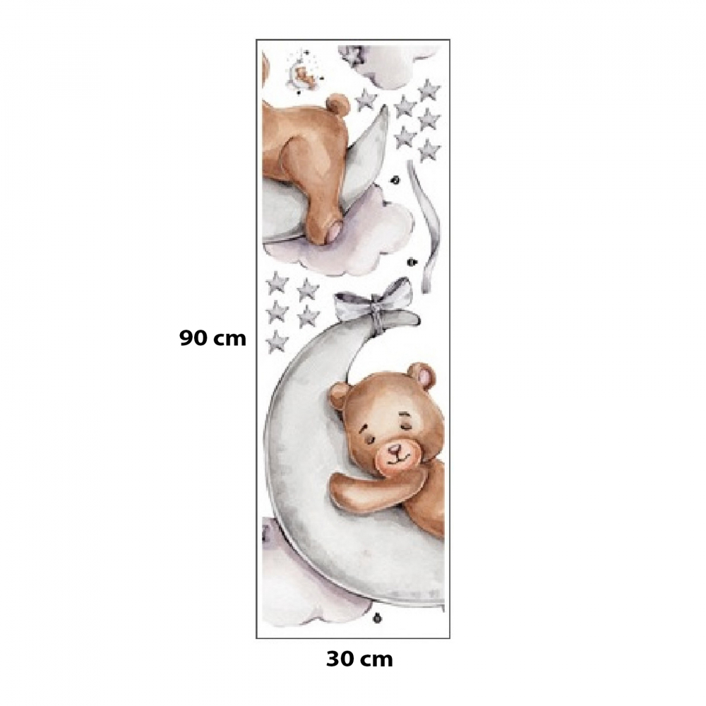 Sticker decorativ pentru copii autoadeziv Ursulet de plus pe luna 72x57 cm - 5