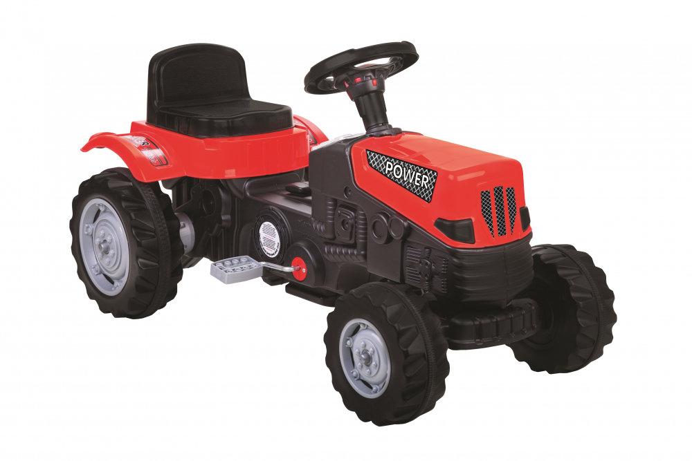 Tractor cu pedale pentru copii Pilsan Power Red,transmisie pe lant, volan cu claxon, scaun reglabil cu spatar, de la 3 ani pana la 50 kg - 1