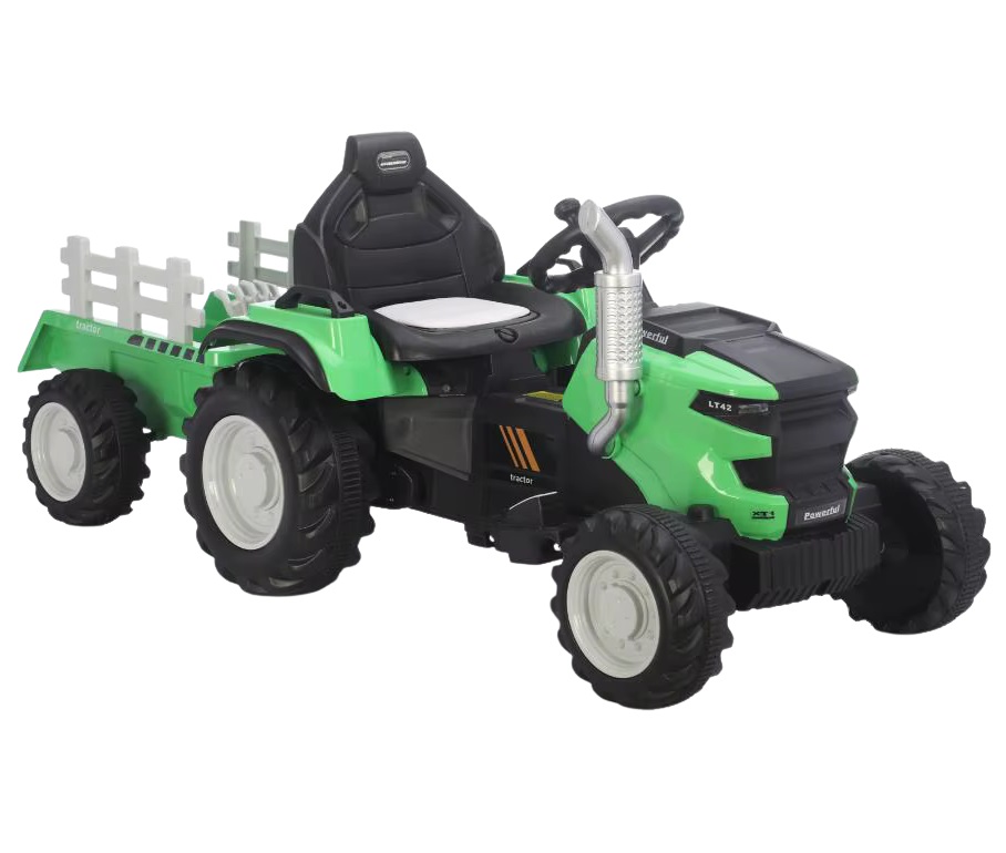Tractor electric cu remorca Nichiduta Verde,acumulator 12V