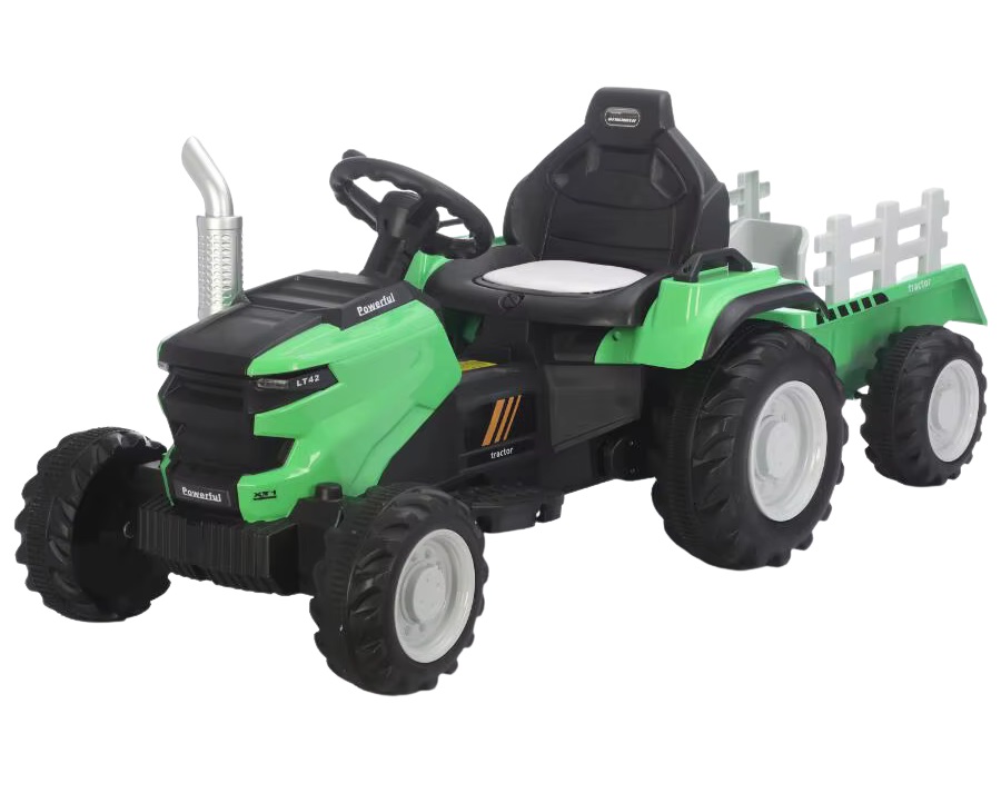 Tractor electric cu remorca Nichiduta Verde,acumulator 12V - 1