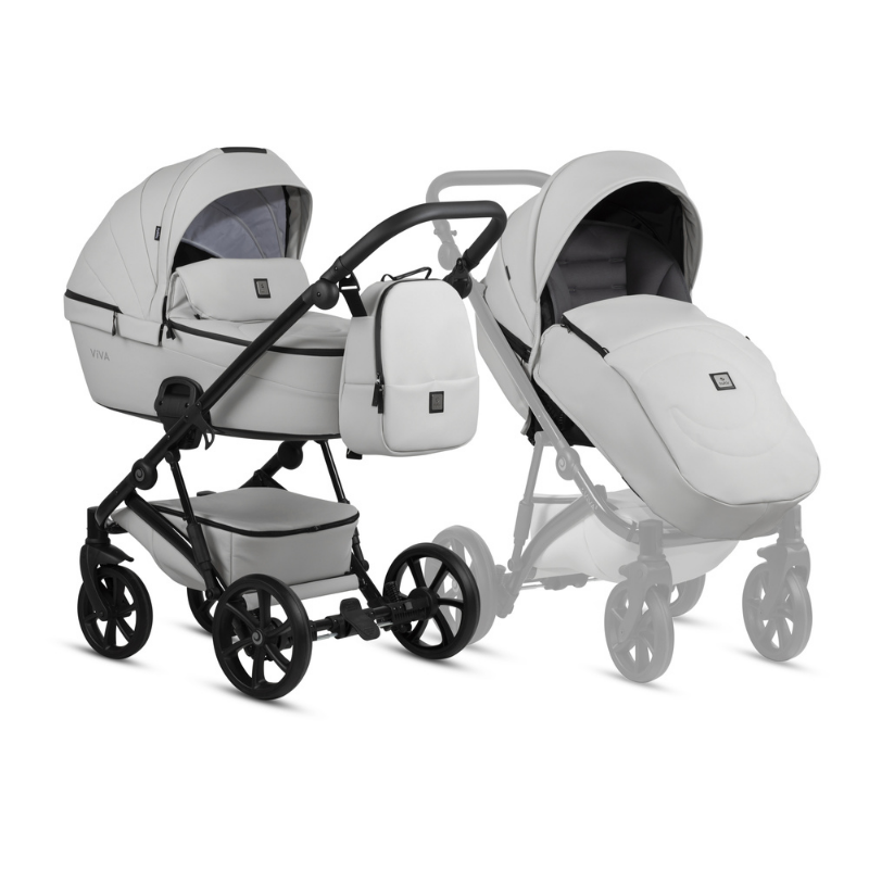 Carucior 2 in 1 Tutis Viva 5+ Cloud 085 din piele ecologica, sezut reversibil, spatar reglabil, roti cu blocare, bara detasabila, accesorii incluse - 7