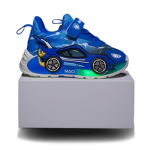 Adidasi Super led pentru baietei cu masinuta albastra si luminite, marime 22