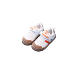 Adidasi albi cu dungi gri si portocalii pentru copii marime 21