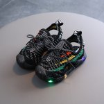 Sandale negre cu insertii colorate si luminite marime 27