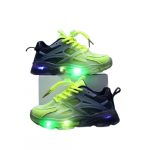 Adidasi in degrade Lilka negru si verde neon cu luminite marime 25