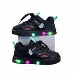 Adidasi negri cu dungi colorate si luminite marime 22