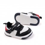 Adidasi negri cu insertii albe MyBaby pentru copii 9-12 luni marime 20