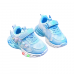 Adidasi pentru fetite Lolly bleu cu sidef alb si luminite marime 22