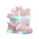 Adidasi roz cu dungi colorate si luminite marime 22