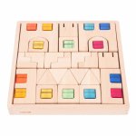 Blocuri de constructie din lemn cu cristale colorate