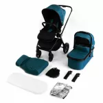 Carucior reversibil 2 in 1 pentru copii Kidnort Isbjorn Blue, pliere compacta, spatar si viziera reglabile, roti cu suspensii, pana la 22 kg, Landou inclus