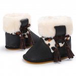 Cizmulite negre pentru fetite Animal print 3-6 luni marime 18