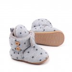 Cizmulite gri cu imprimeu stelute si interior captusit moale 3-6 luni marime 18