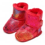 Cizmulite rosii cu design stralucitor si blanita pufoasa 6-9 luni marime 19