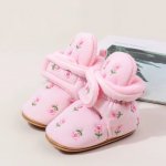 Botosei roz cu broderie florala si interior captusit moale 3-6 luni marime 18