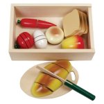 Mic dejun din lemn cu velcro pentru feliat