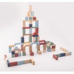 Kit 100 de piese de constructie din lemn Cubika Pastel