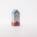 Set constructii Cubika Turn din lemn 8 piese Pastel