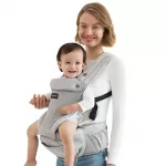 Marsupiu Hip Seat cu perna pentru sold 2 in 1 reglabil cu suport lombar pentru parinti Momcozy Air Mesh gri