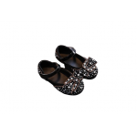 Pantofi negri cu perlute albe si strasuri marimea 21