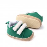 Pantofi verzi cu barete din blanita pentru bebelusi 3-6 luni marimea 18