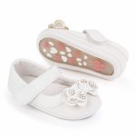Pantofiori albi cu sclipici si fundita 6-9 luni marimea 19