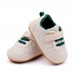 Pantofiori crem cu sireturi verzi 3-6 luni marimea 18