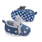 Pantofiori din denim cu floricele 3-6 luni marimea 18