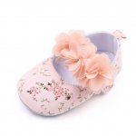 Pantofiori roz cu floricele imprimate 6-9 luni marimea 19