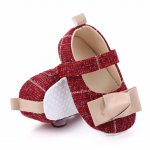 Pantofiori visinii cu fundita crem 6-9 luni marimea 19