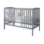 Patut din lemn pana la 4 ani cu somiera reglabila pe 3 nivele de inaltime Nichiduta 120x60 cm Grace Grey